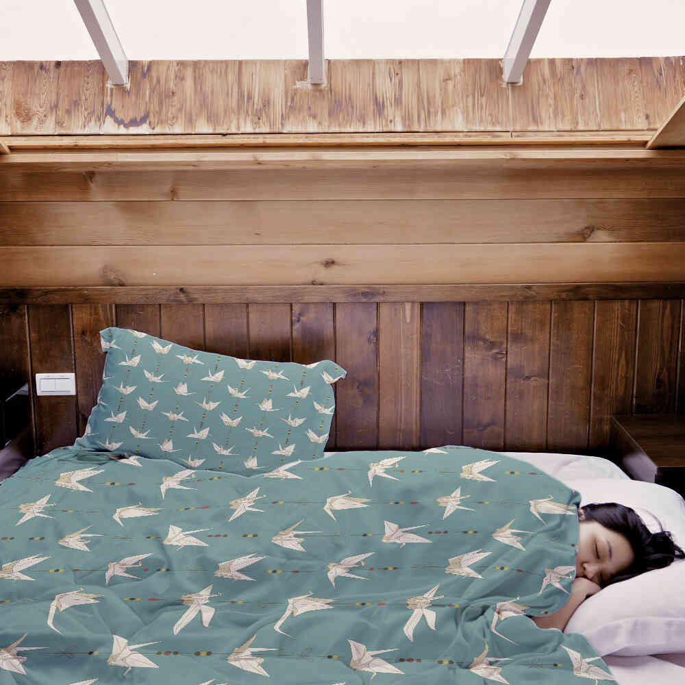 Originele therapiedeken - katoenen hoes Origami zwaan