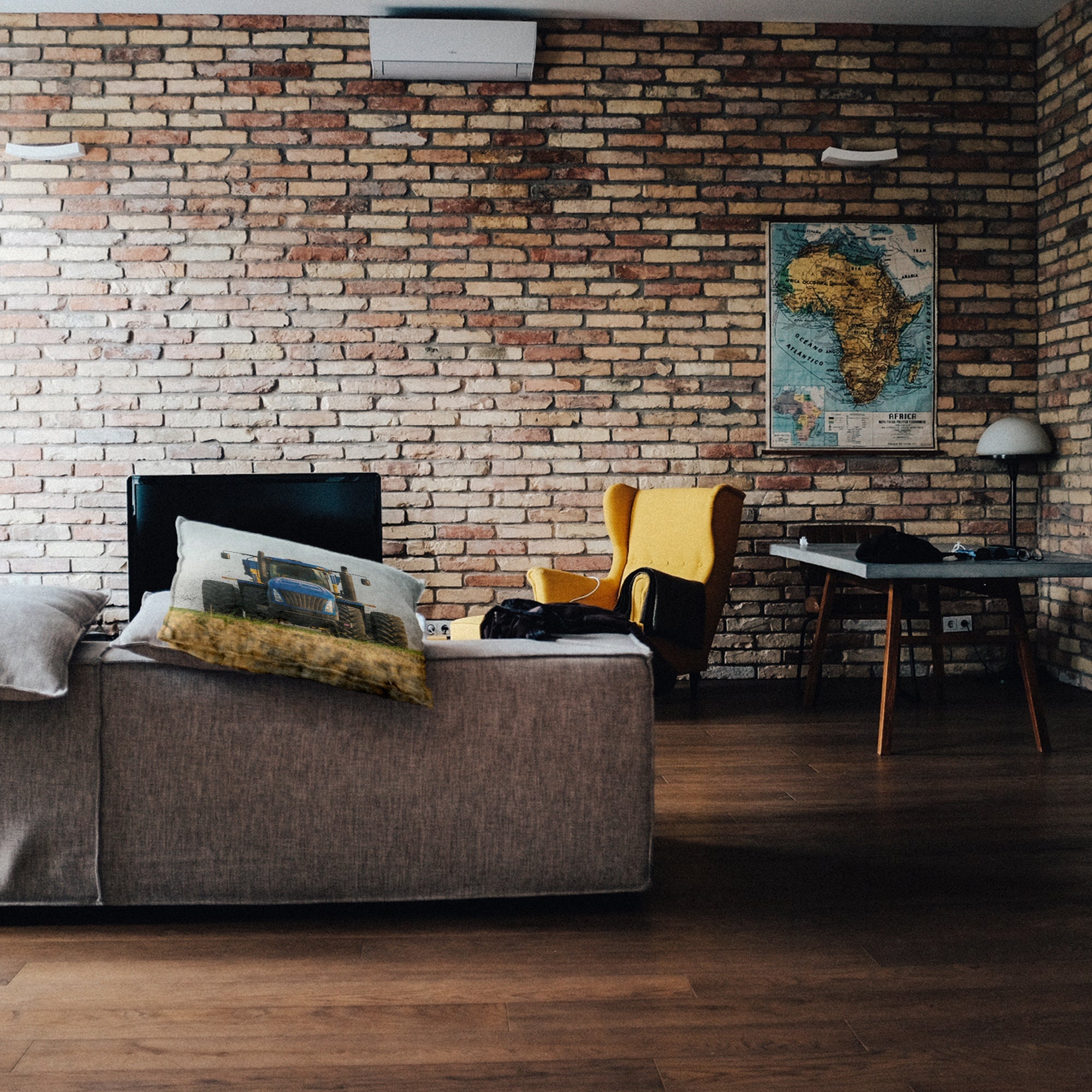 Gezondheidskussen tractor in blauw