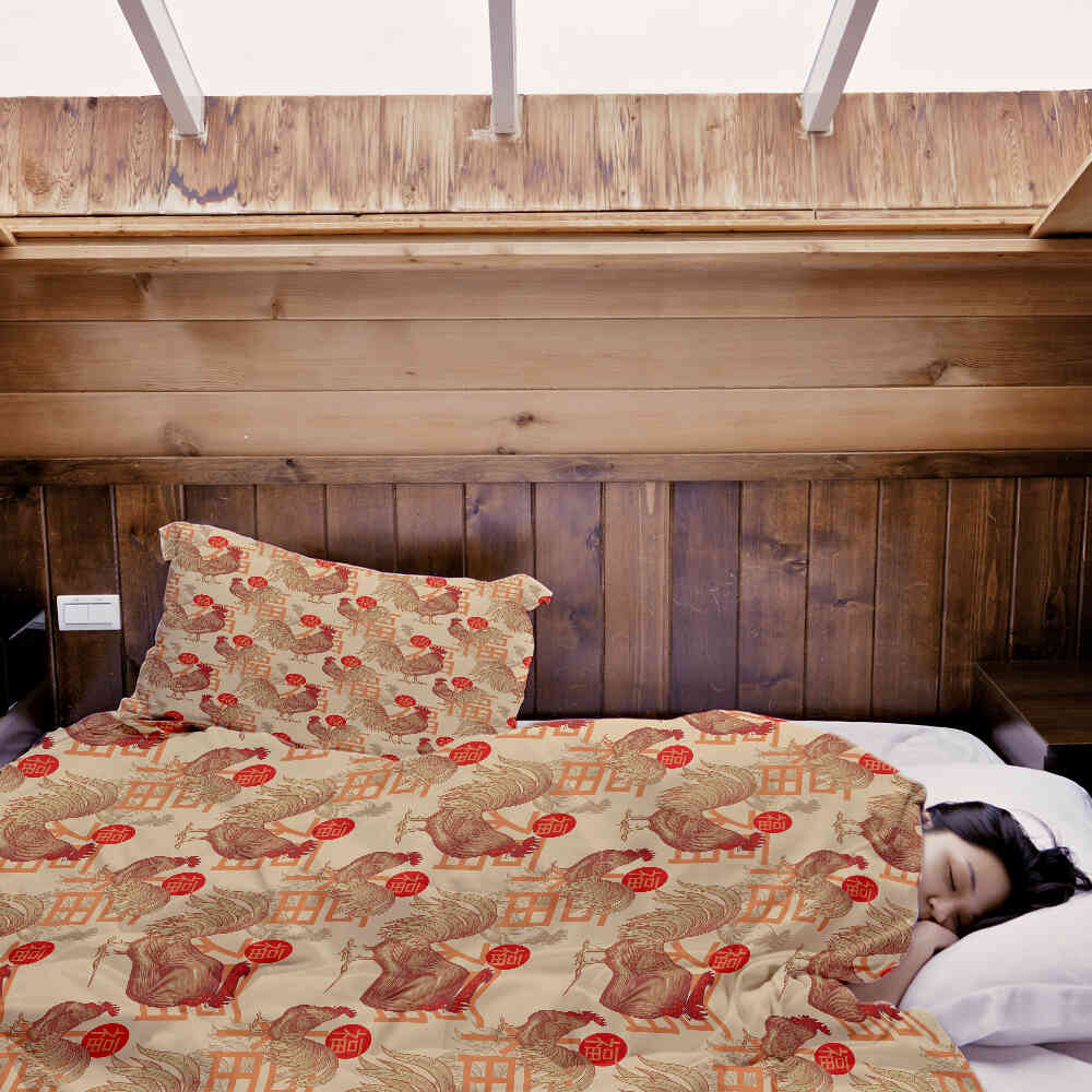 Original Therapiedecke - Baumwoll Bettwäsche Set chinesischer Hahn