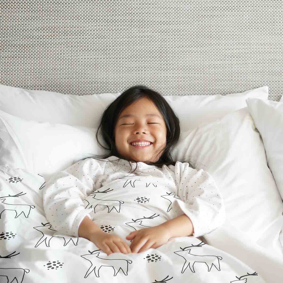 Original Therapiedecke - Baumwoll Bettwäsche Set Weiß mit Hirsch