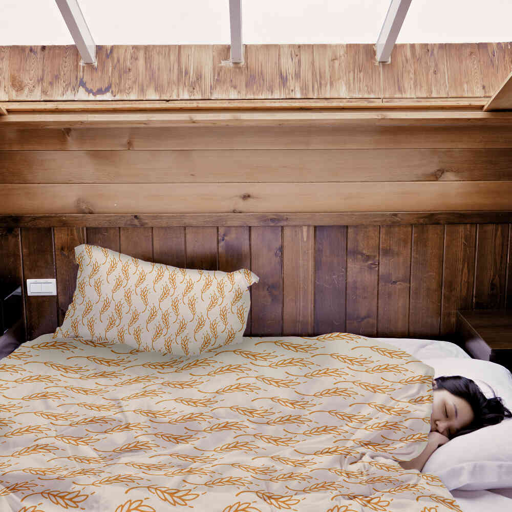 Originele therapiedeken - katoenen hoes wit met gele tarwe