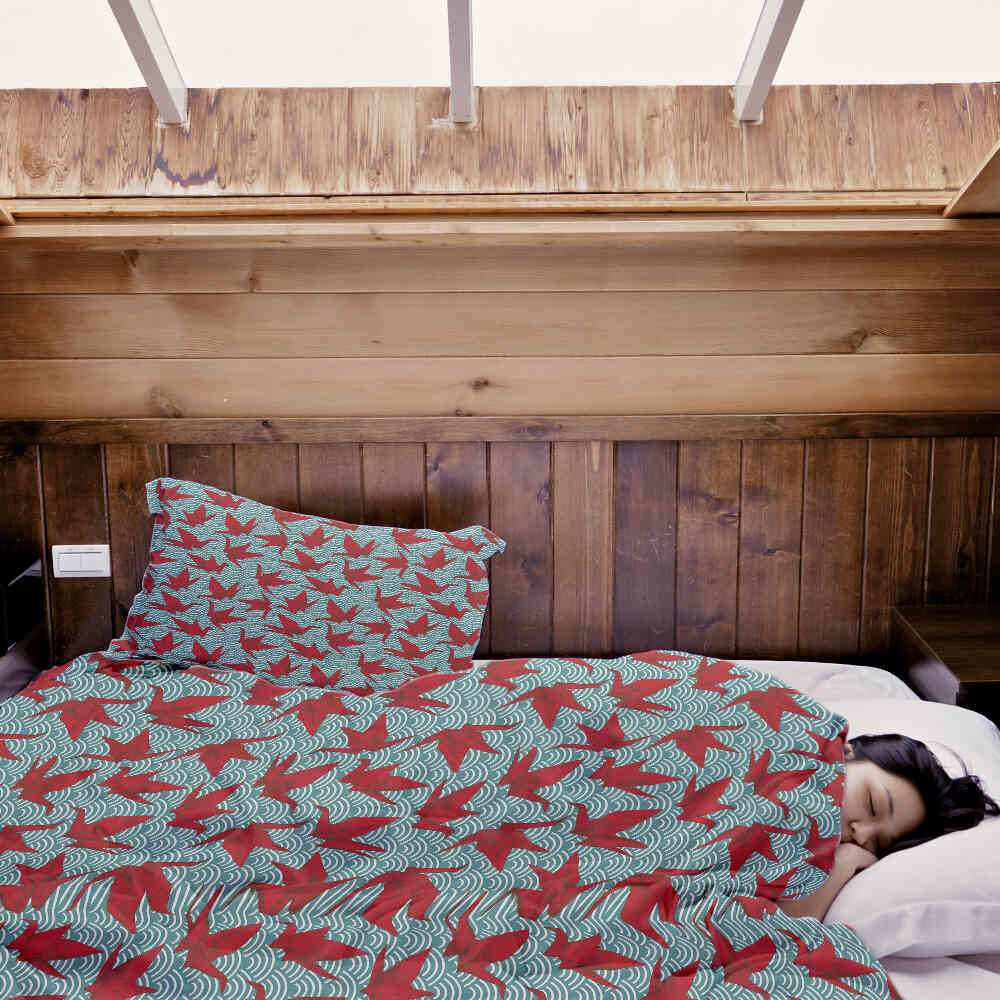 Originele therapiedeken - katoenen hoes rood origami