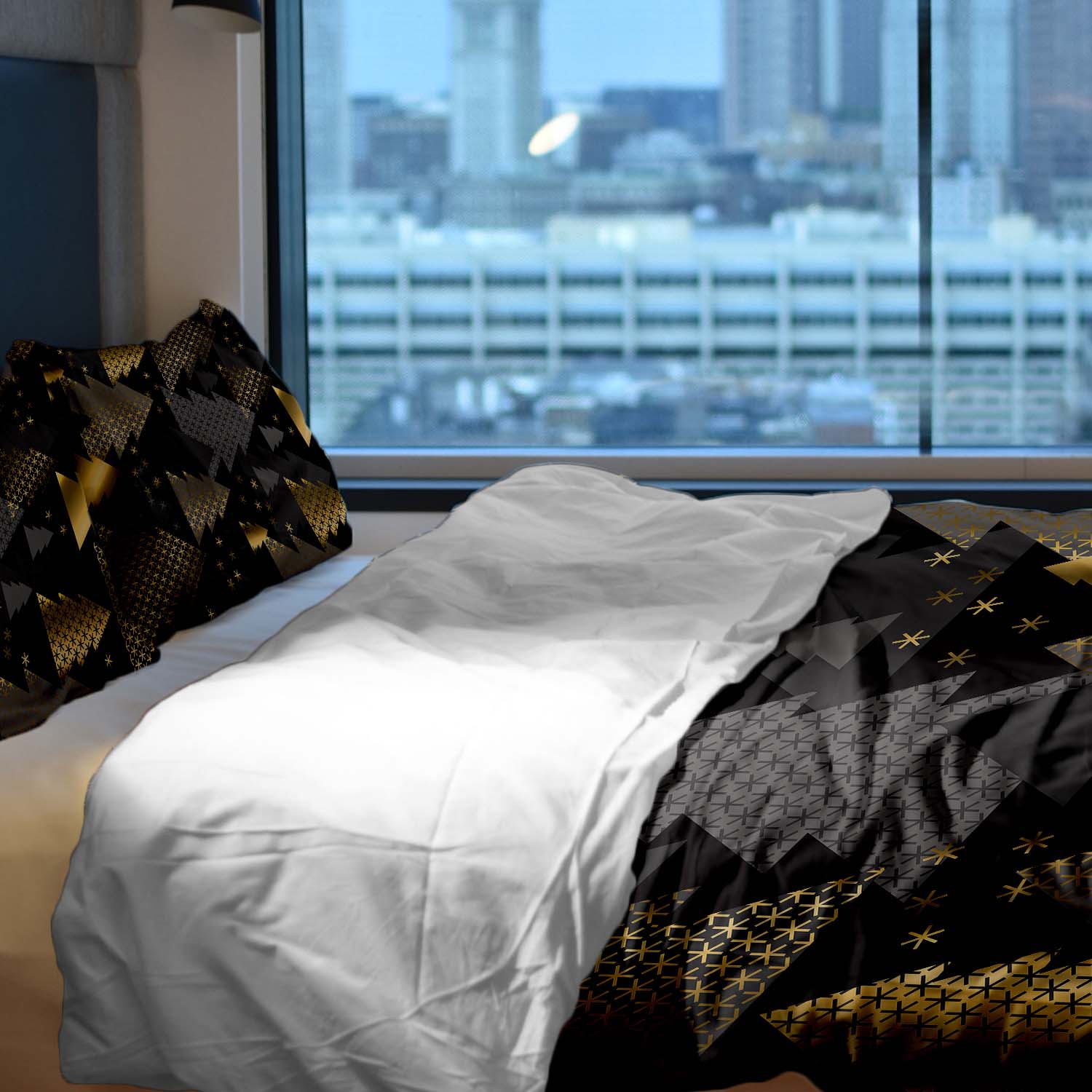 Original Therapiedecke - Baumwoll Bettwäsche Set mit goldenen Tannenbäumen