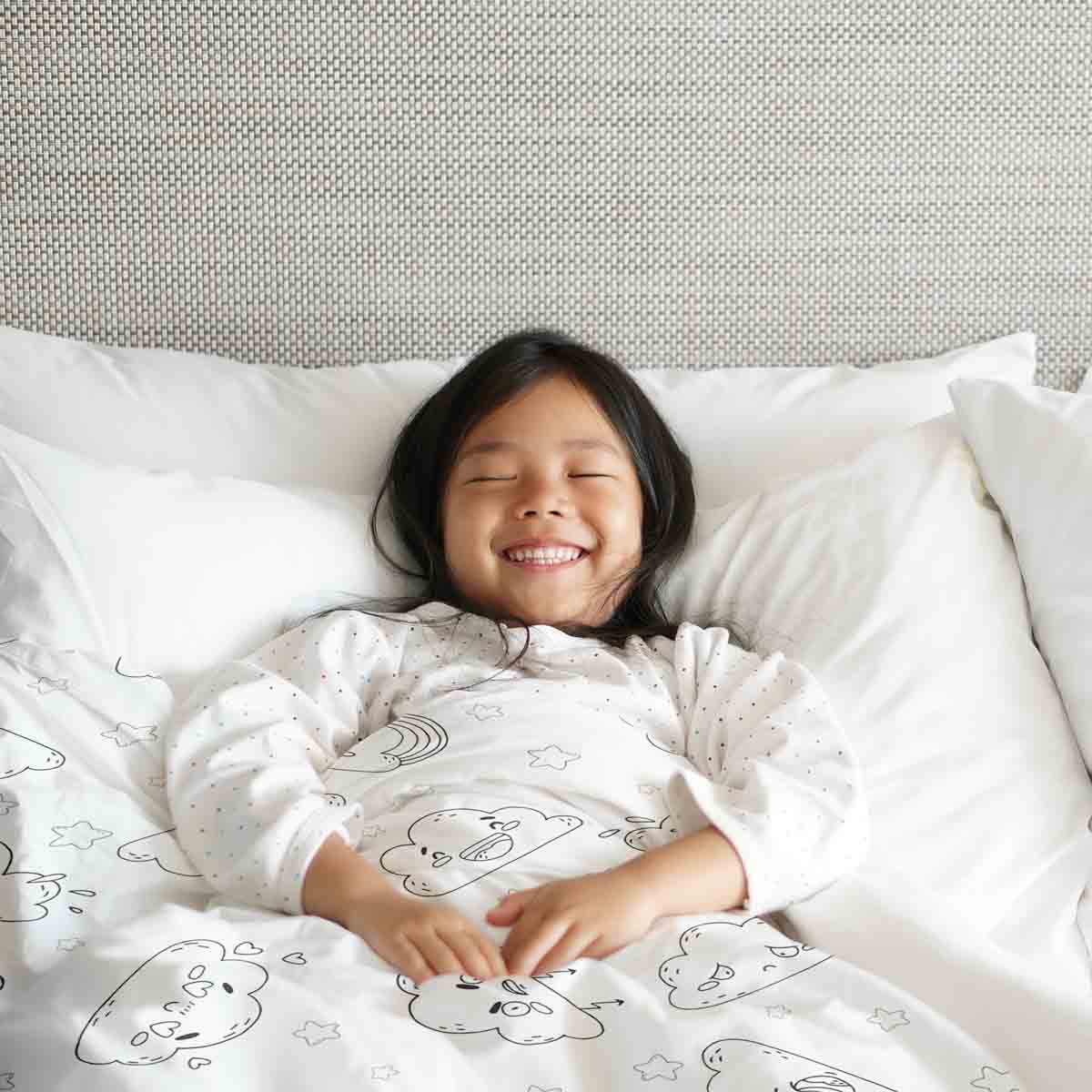 Originele therapiedeken - katoenen hoes wit met grappige wolken