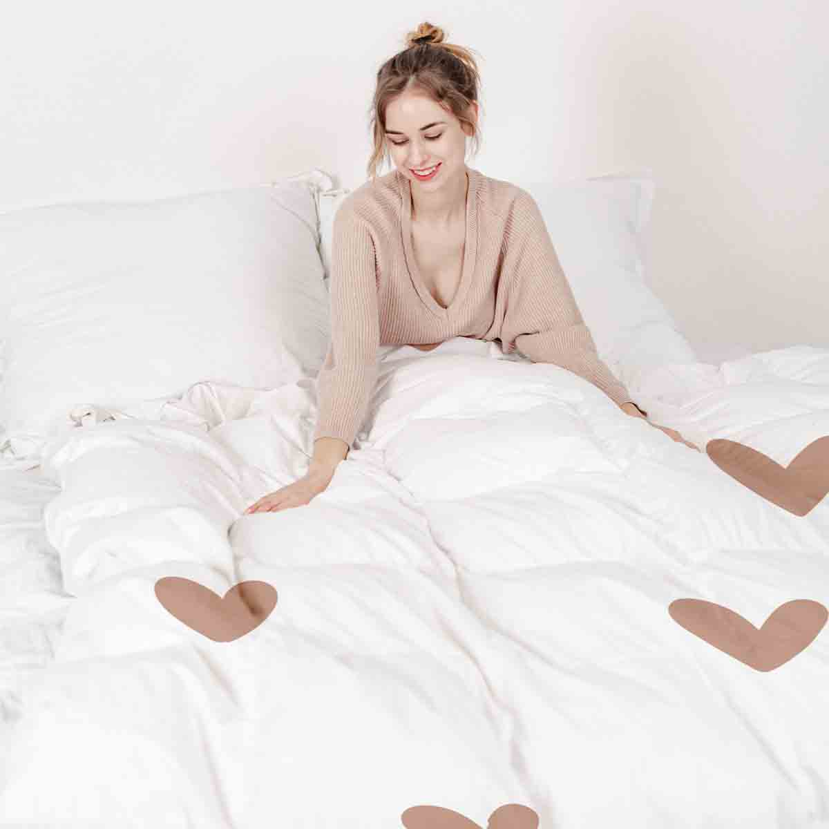 Original Therapiedecke - Baumwoll Bettwäsche Set Weiß mit Herzchen