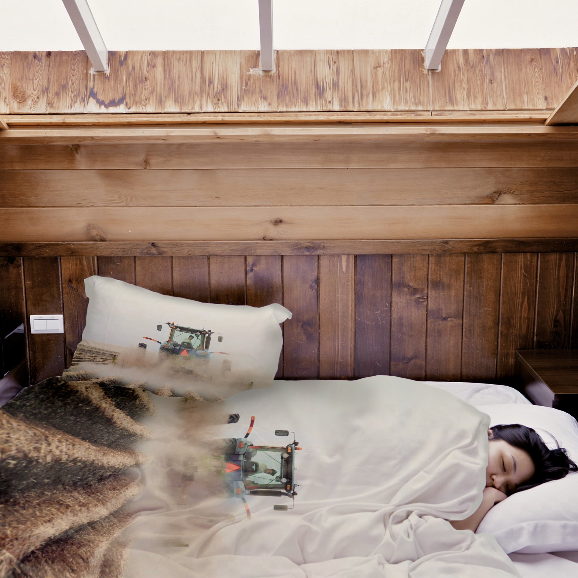 Original Therapiedecke - Baumwoll Bettwäsche Set Traktor in Aktion