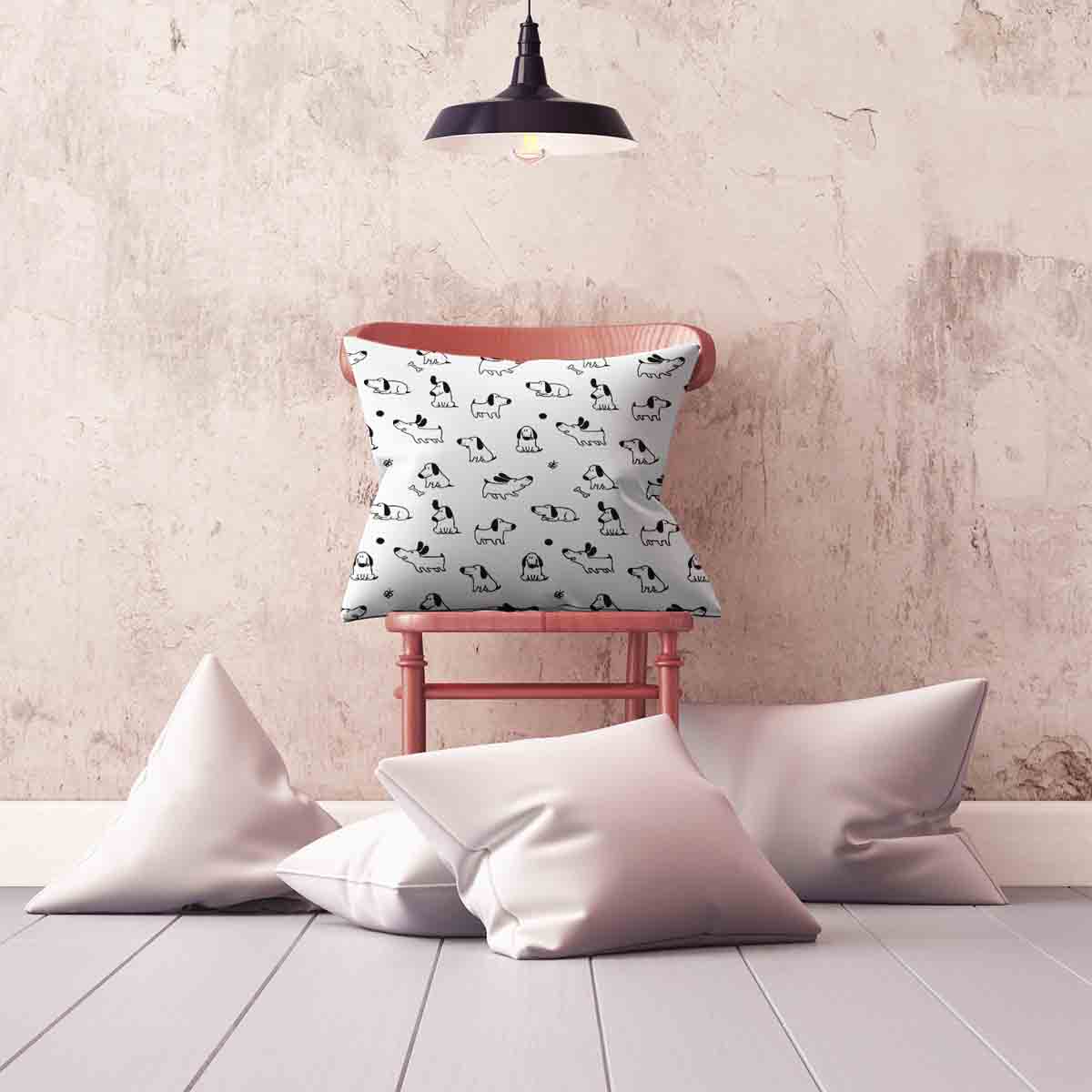 Gezondheidskussen wit met honden