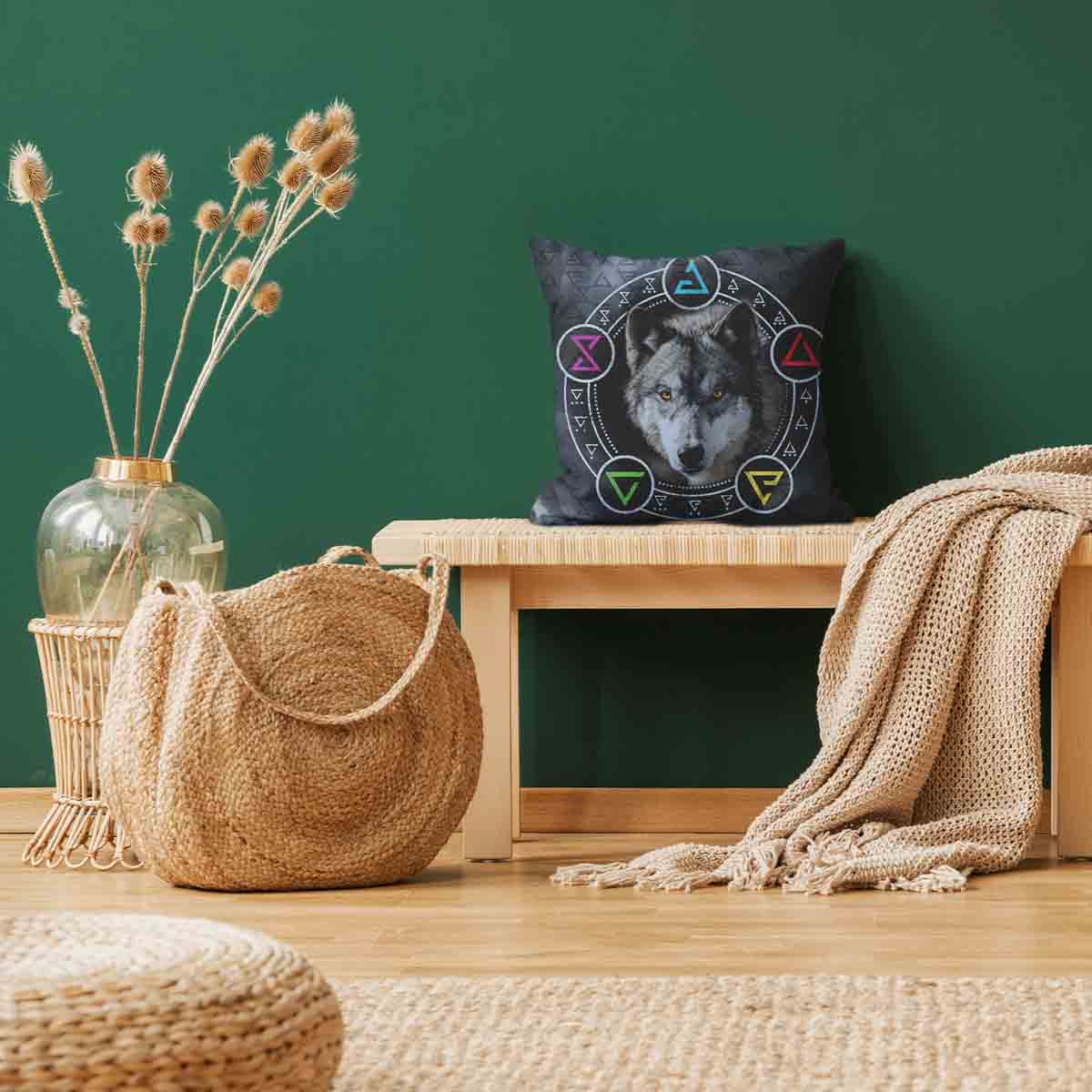 Gesundheitskissen Grau mit Wolf