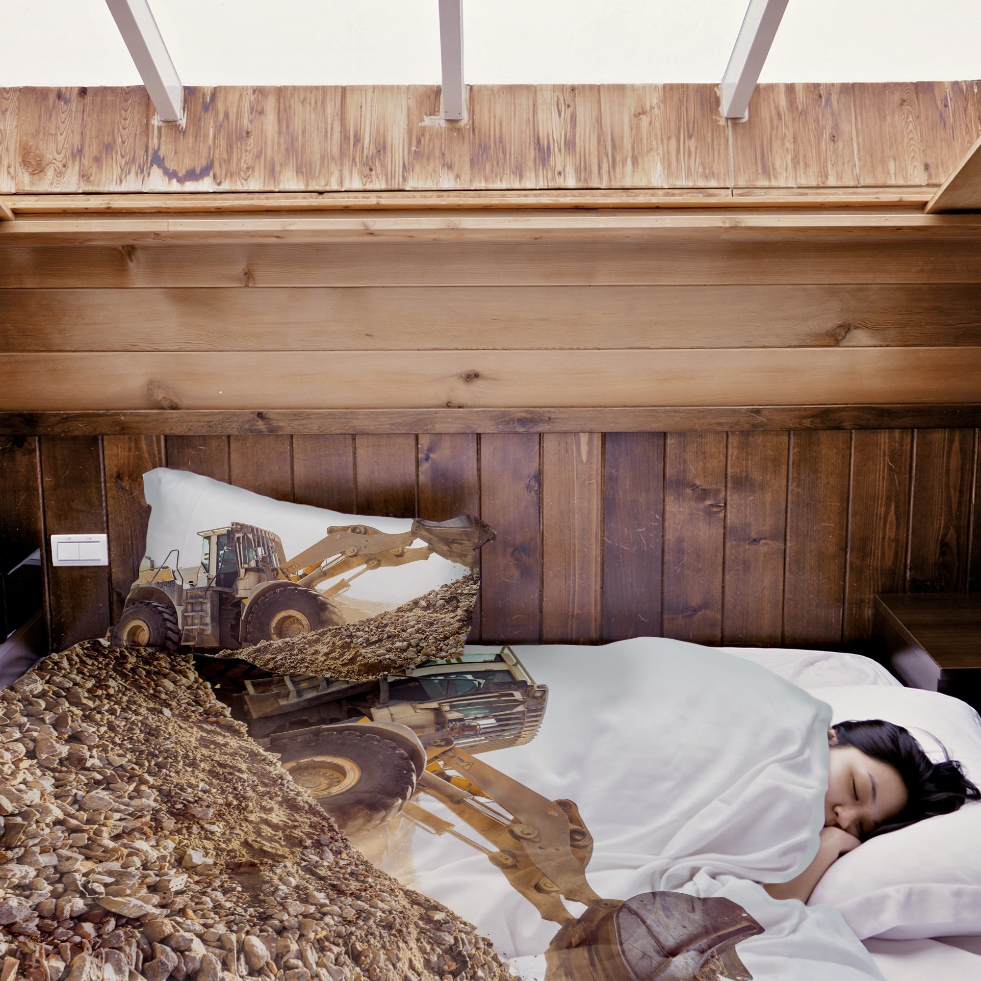 Original Therapiedecke - Baumwollbezug Traktor am Berg