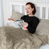 Therapiedekens beddengoed set beige met bladvorm zwart