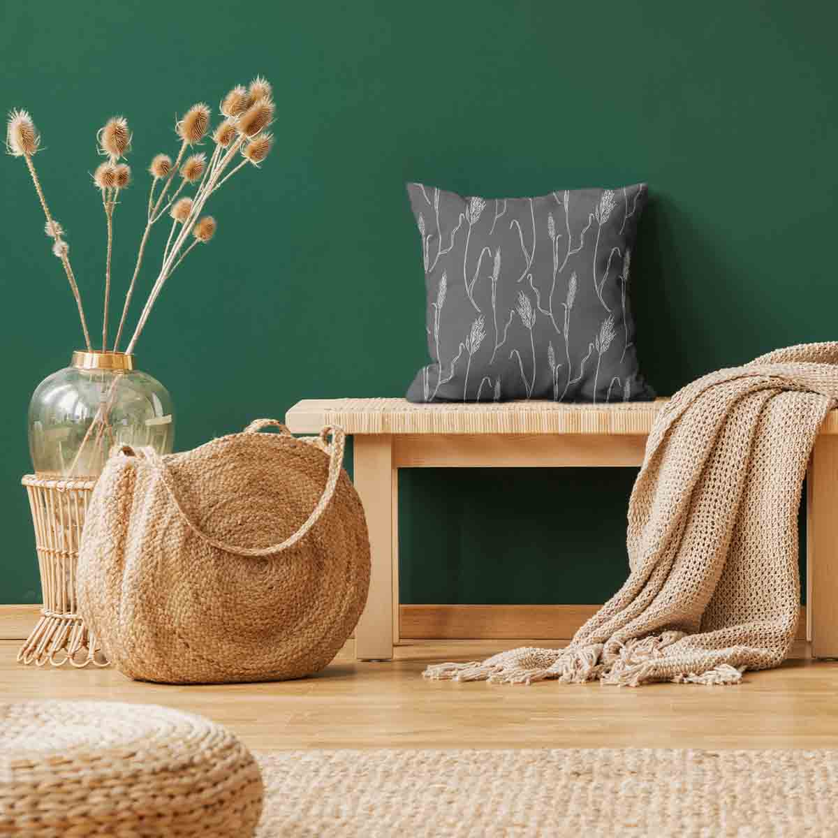 Gezondheidskussen Donkergrijs met witte takken