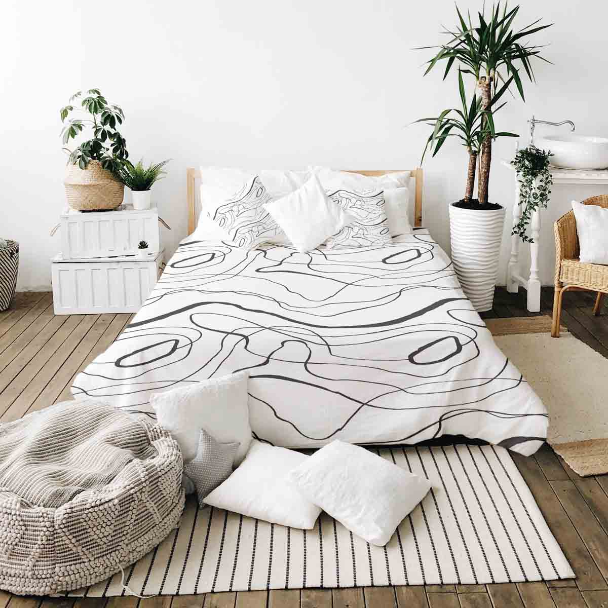 Original Therapiedecke - Baumwoll Bettwäsche Set mit schwarzen Schlangenlinien