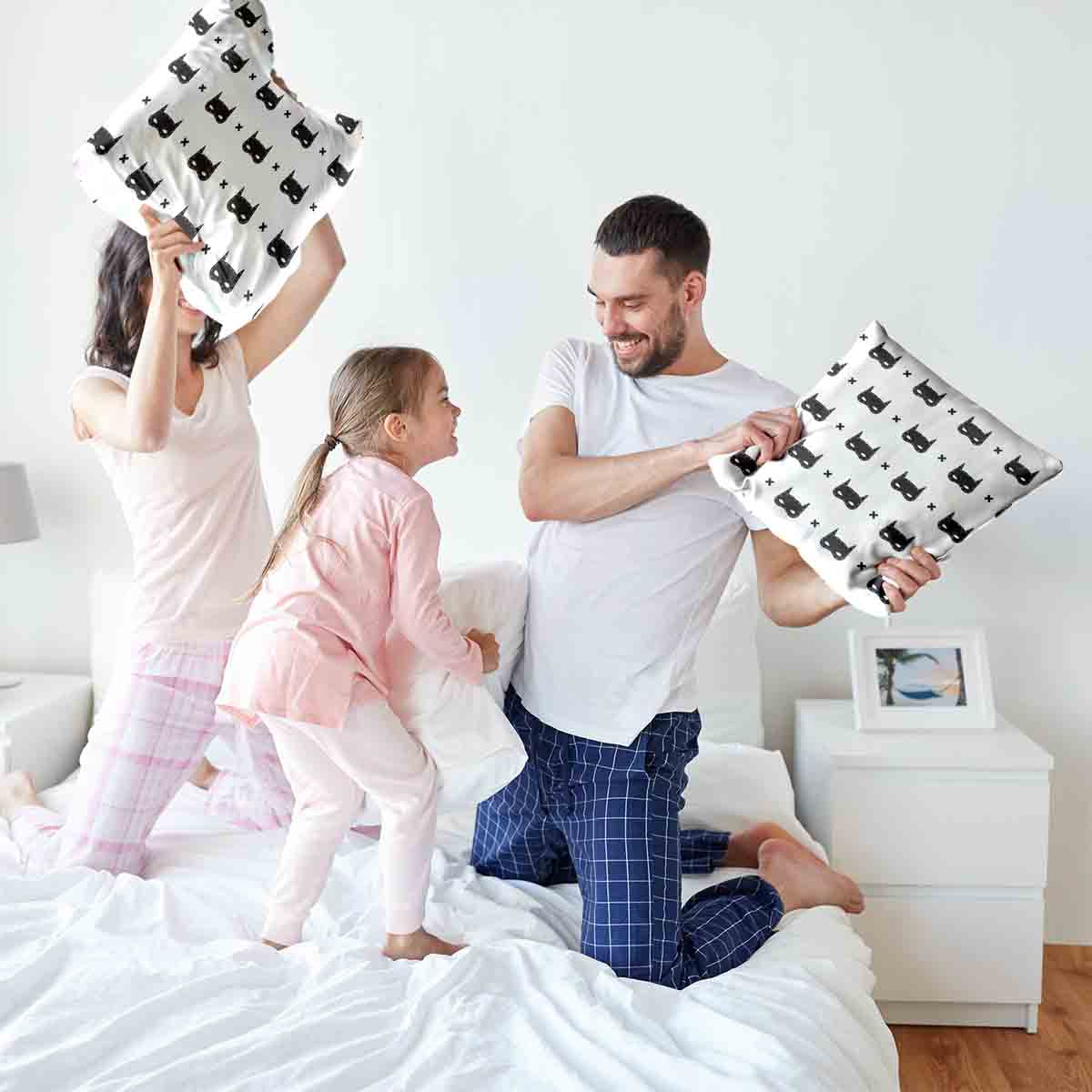 Gezondheidskussen wit met kattenmasker