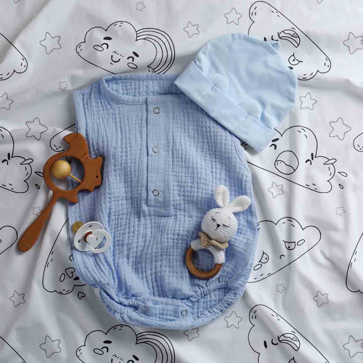 Originele therapiedeken - katoenen hoes wit met grappige wolken