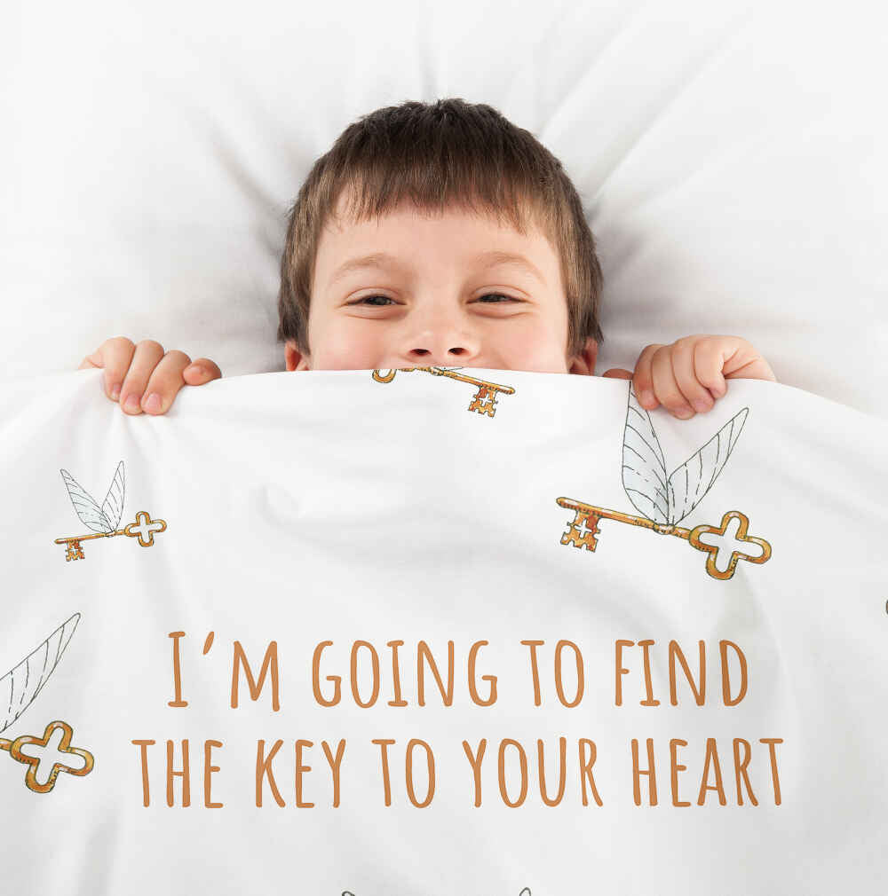 Originele therapiedeken - katoenen hoes wit met vliegende sleutel