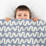 Originele therapiedeken - katoenen hoes blauw witte golven