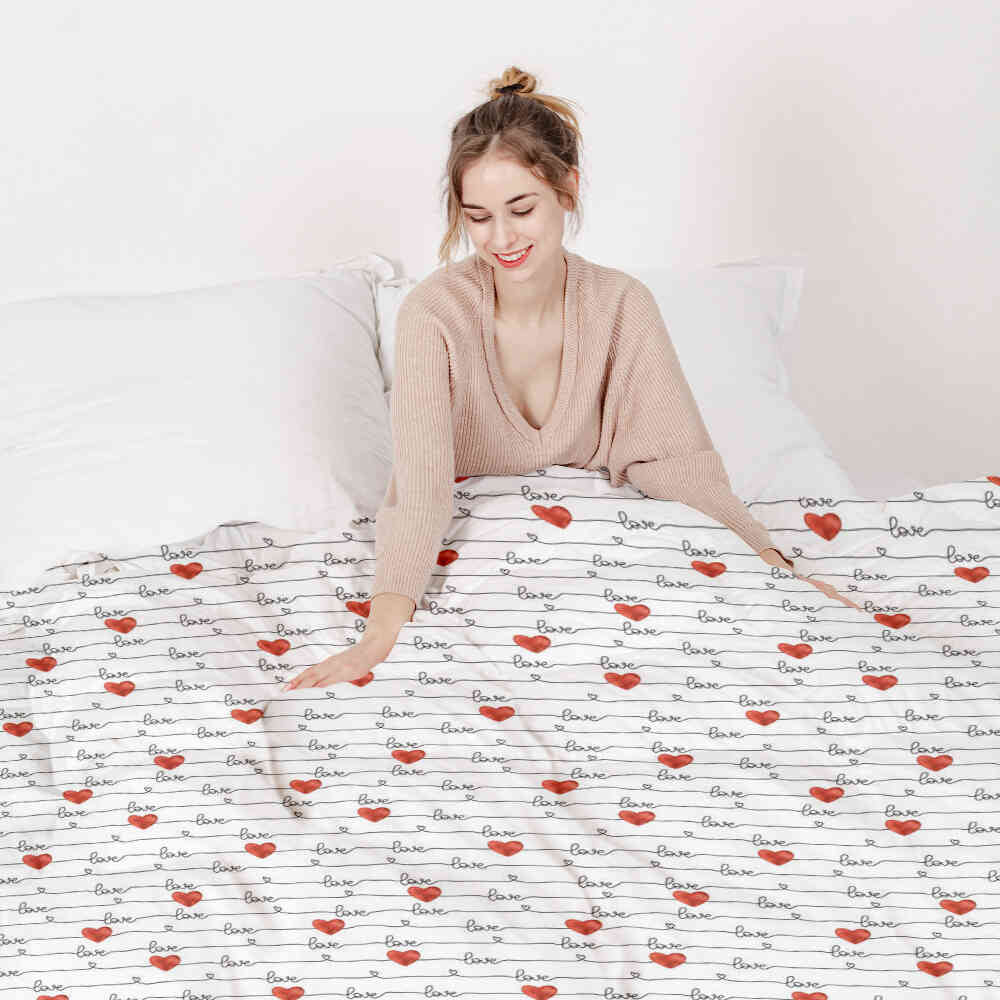 Original Therapiedecke - Baumwollbezug Weiß mit Love Schriftzug