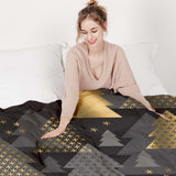 Therapiedecken beddengoed set met gouden dennenbomen