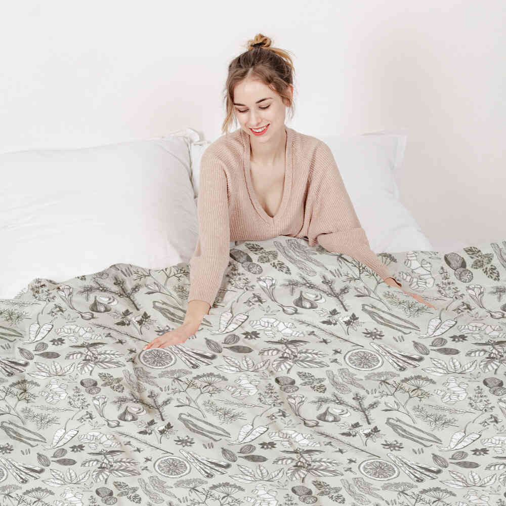 Original Therapiedecke - Baumwoll Bettwäsche Set Grau Gewürz