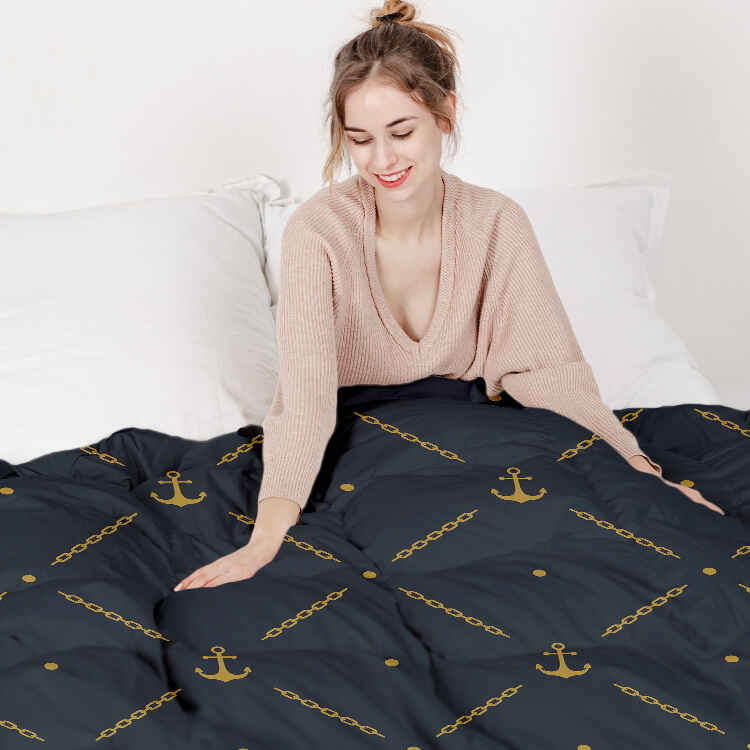 Original Therapiedecke - Baumwoll Bettwäsche Set Blau mit Anker