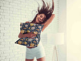 Gezondheidskussen blauw met pompoenen