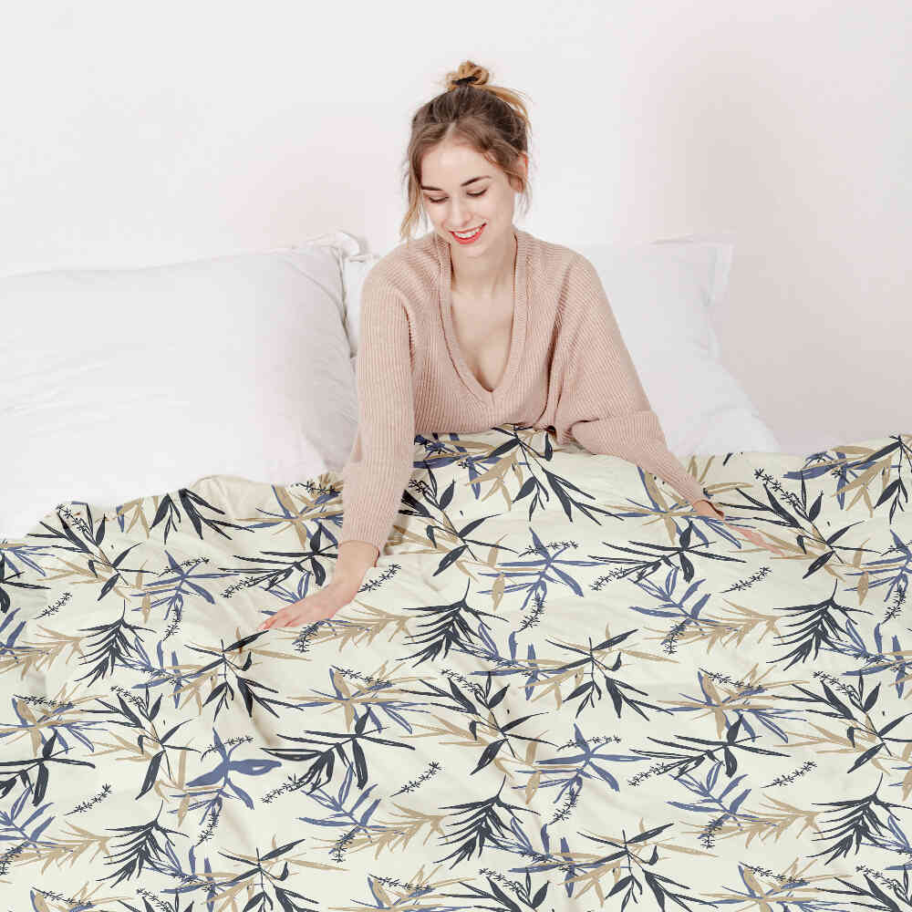 Original Therapiedecke - Baumwoll Bettwäsche Set Blattmuster Beige