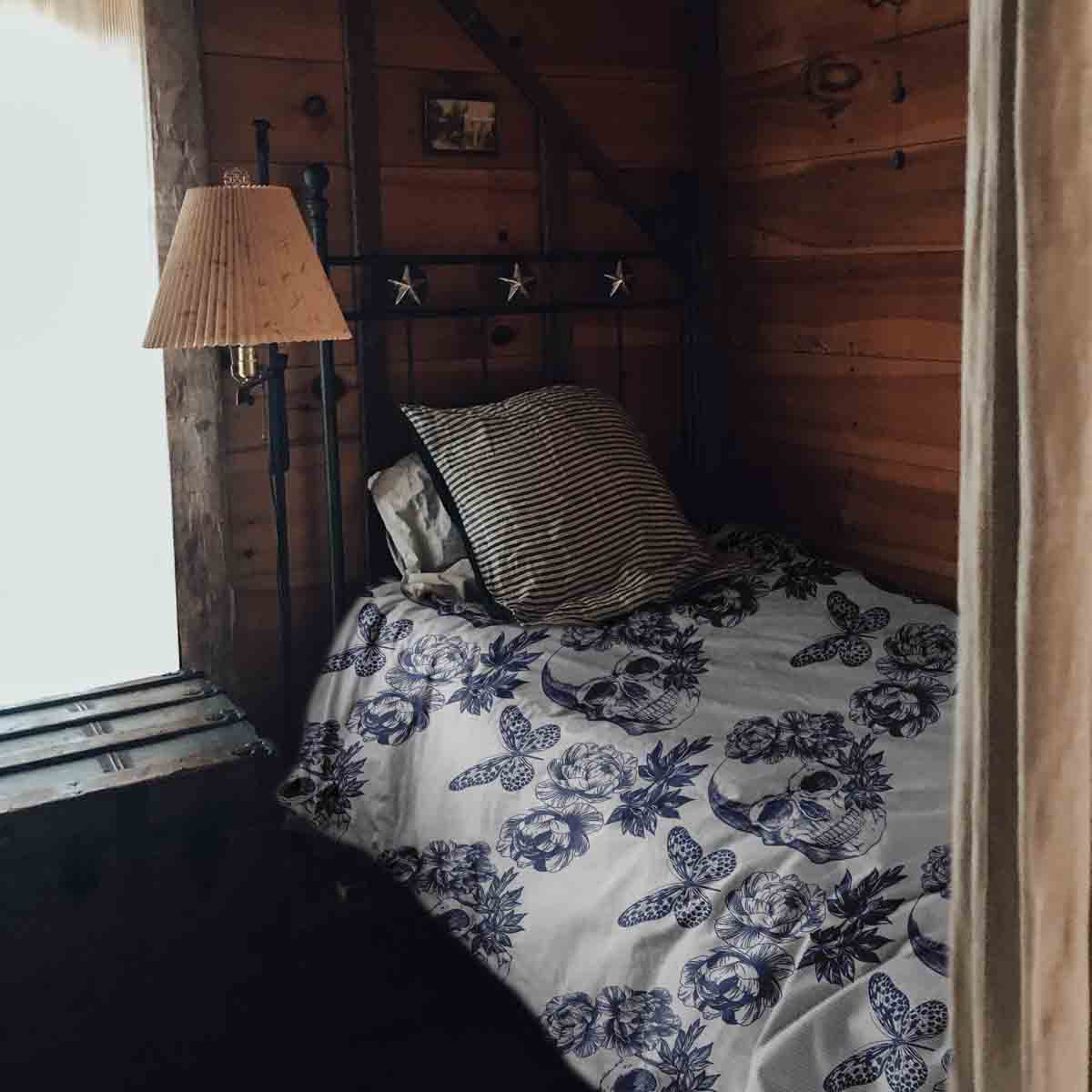 Original Therapiedecke - Baumwoll Bettwäsche Set Blumen Skull