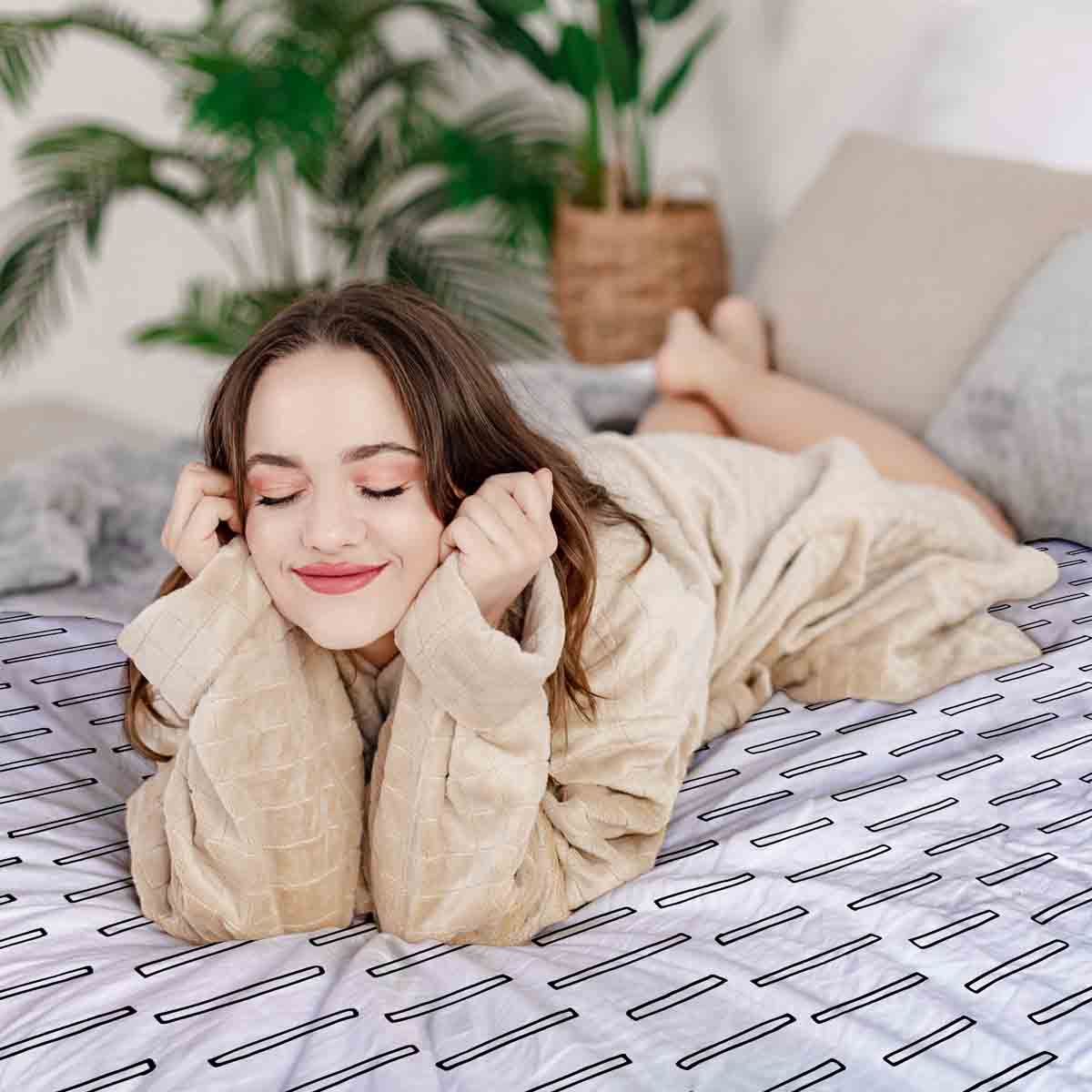 Therapiedekens Beddengoed Set Wit dikke strepen