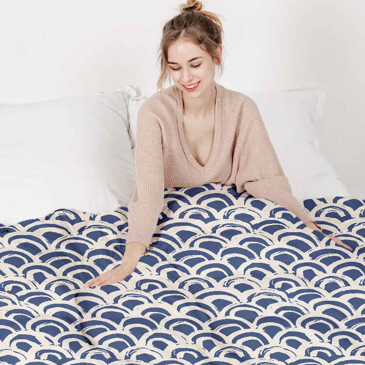 Original Therapiedecke - Baumwollbezug blaues Wellenmuster