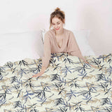 Originele therapiedeken - katoenen hoes bladpatroon beige