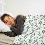 Therapiedecken beddengoed set wit met eucalyptus takken