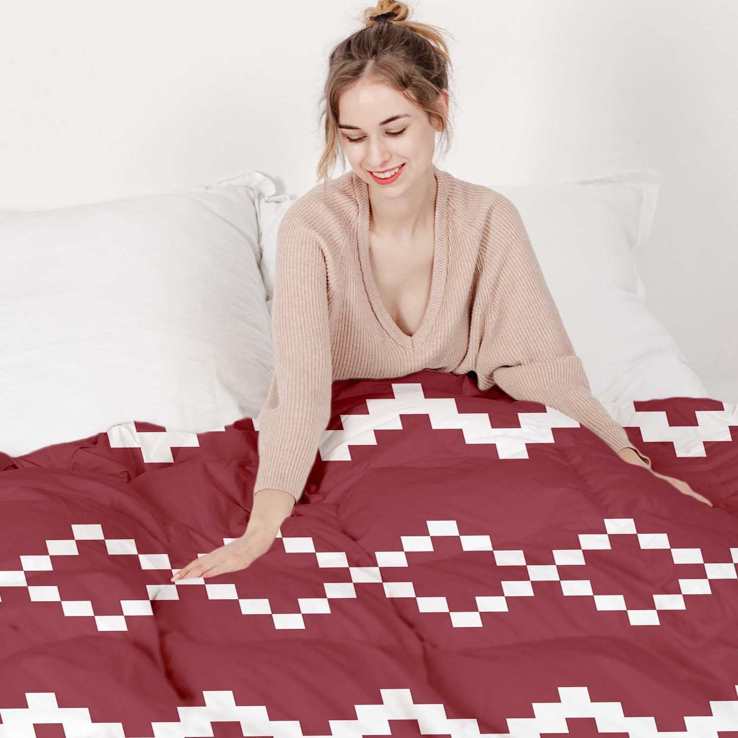 Therapiedecken beddengoed set met rood kerstpatroon