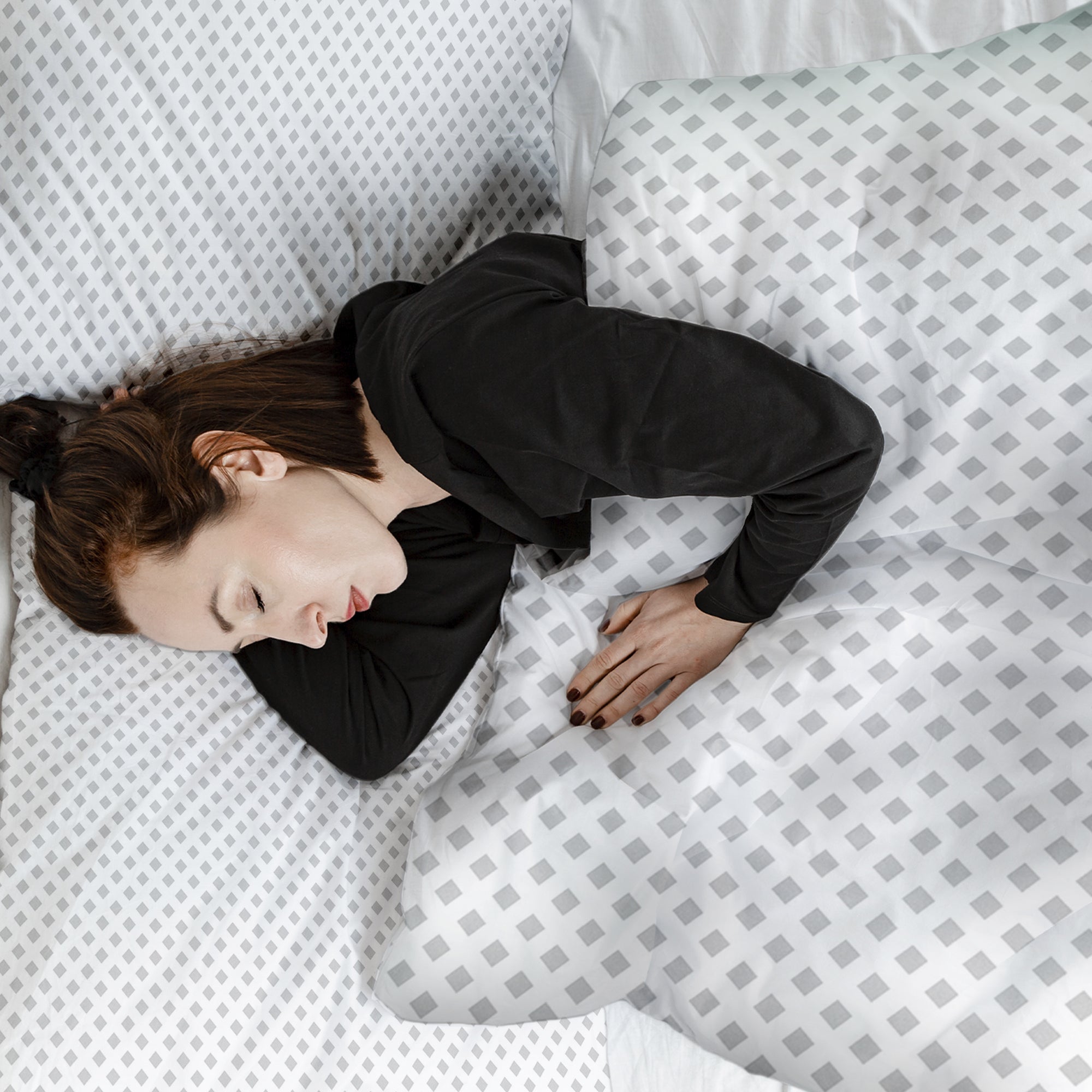 Originele therapiedeken - katoenen hoes wit met fijne ruiten