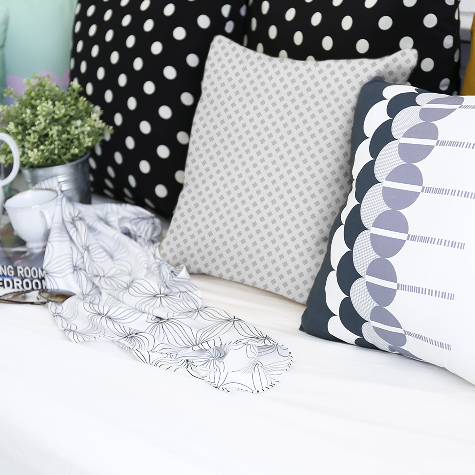 Gesundheitskissen Weiß mit zarten Karos