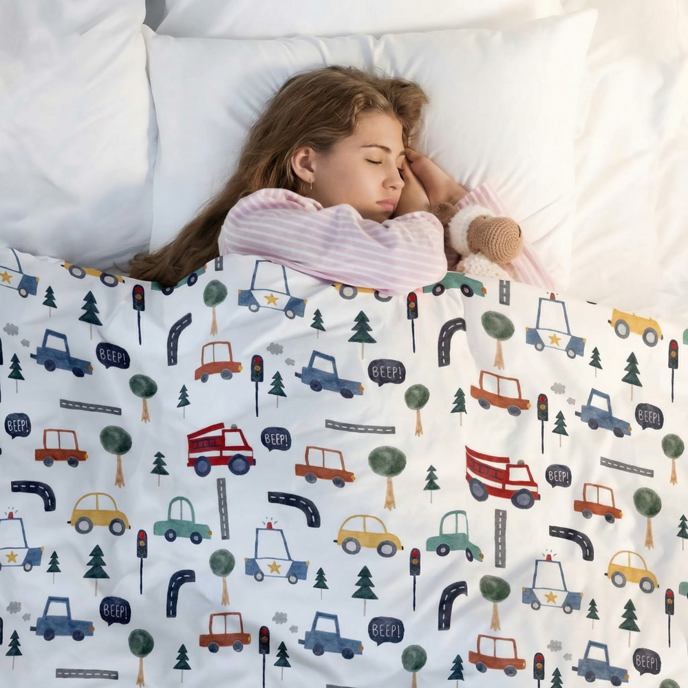 Originele therapiedeken - Auto's verzwaringsdeken met katoenen hoes voor kinderen