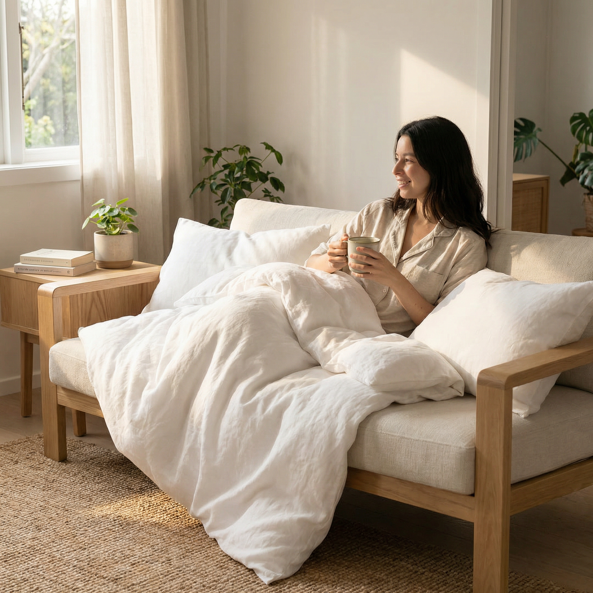 Original Therapiedecke - Gewichtsdecke mit 4-Jahreszeiten Bezug in Weiß für Erwachsene