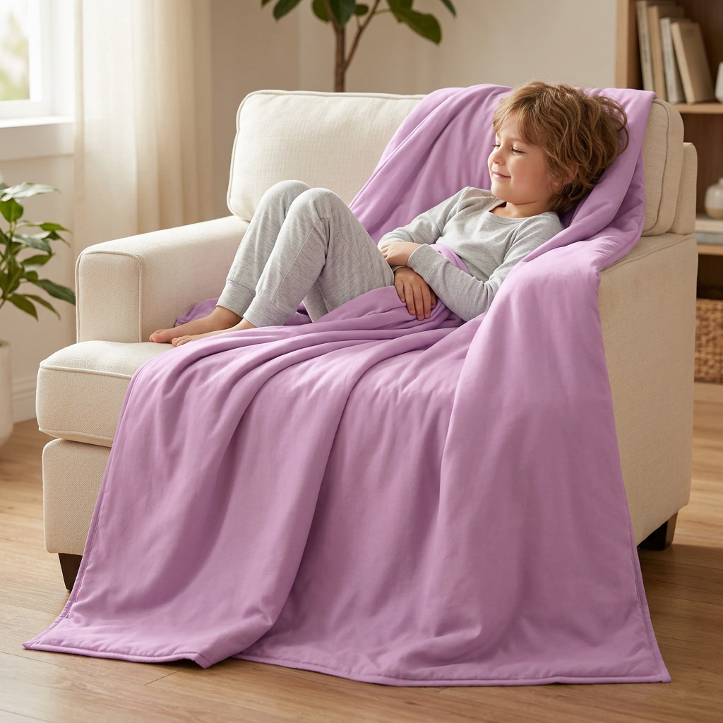 Original Therapiedecke - Gewichtsdecke mit Baumwollbezug in Lavendel für Kinder