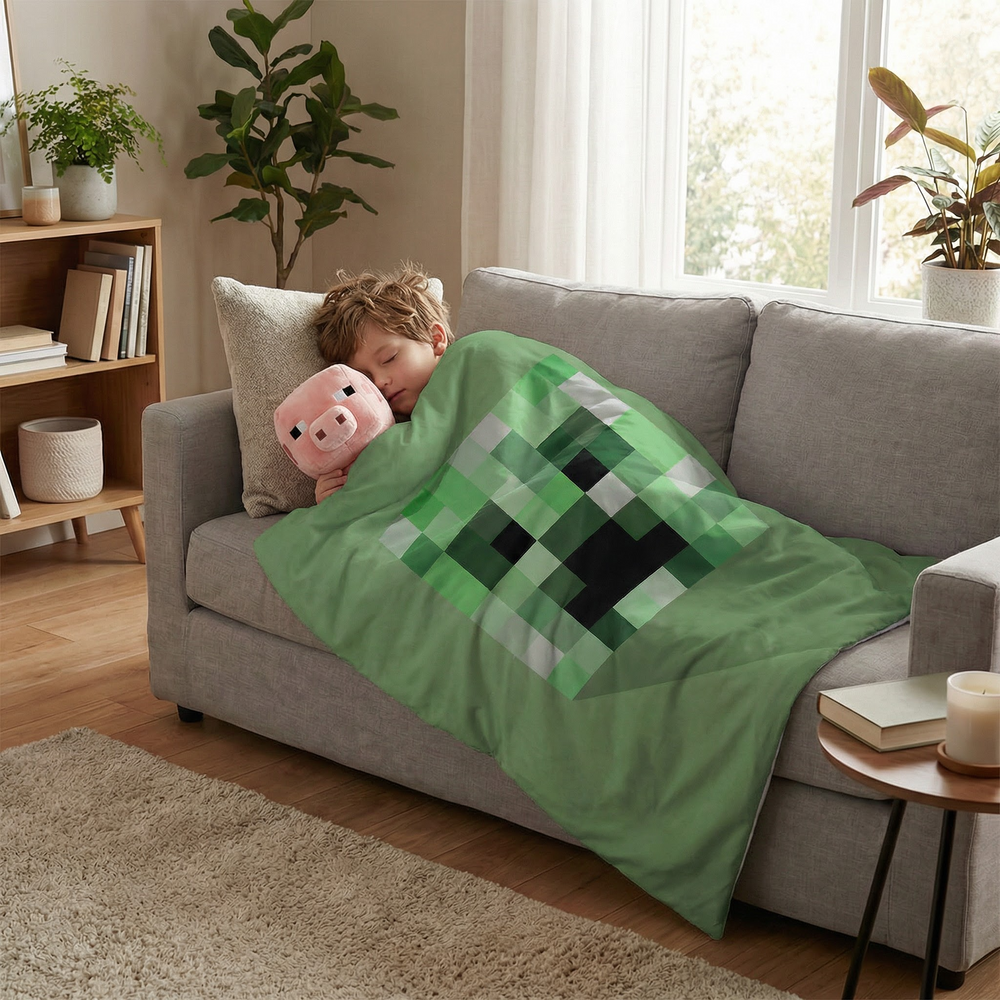 Originele therapiedeken - Minecraft Creeper verzwaringsdeken met katoenen hoes voor kinderen & volwassenen