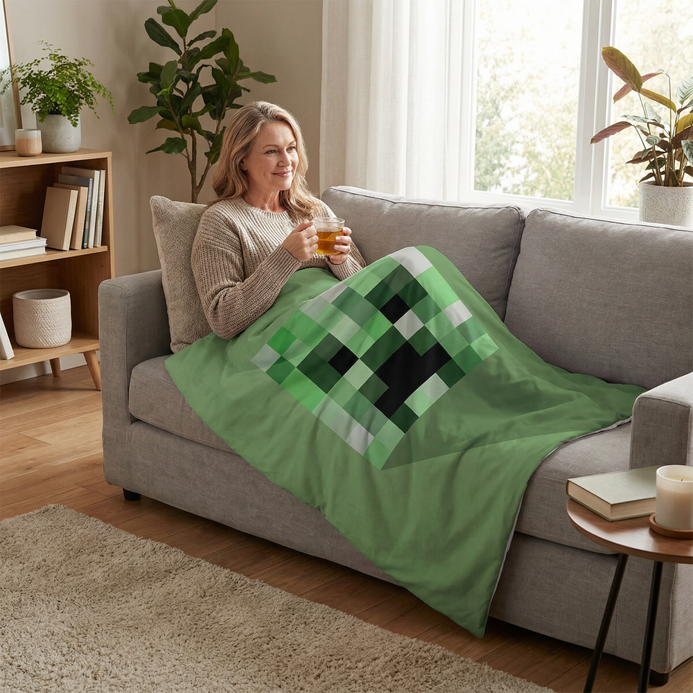 Originele therapiedeken - Minecraft Creeper verzwaringsdeken met katoenen hoes voor kinderen & volwassenen