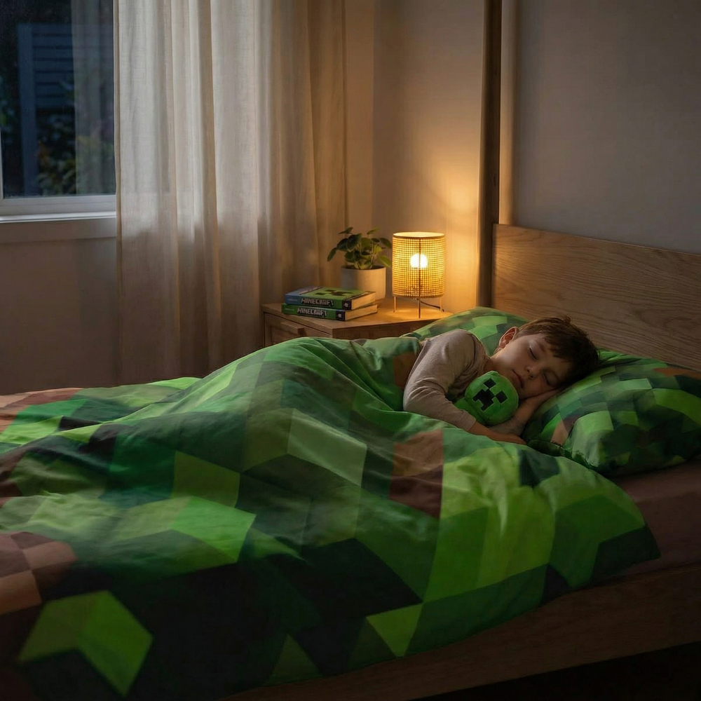 Originele therapiedeken - Minecraft landschap verzwaringsdeken met katoenen hoes voor kinderen & volwassenen