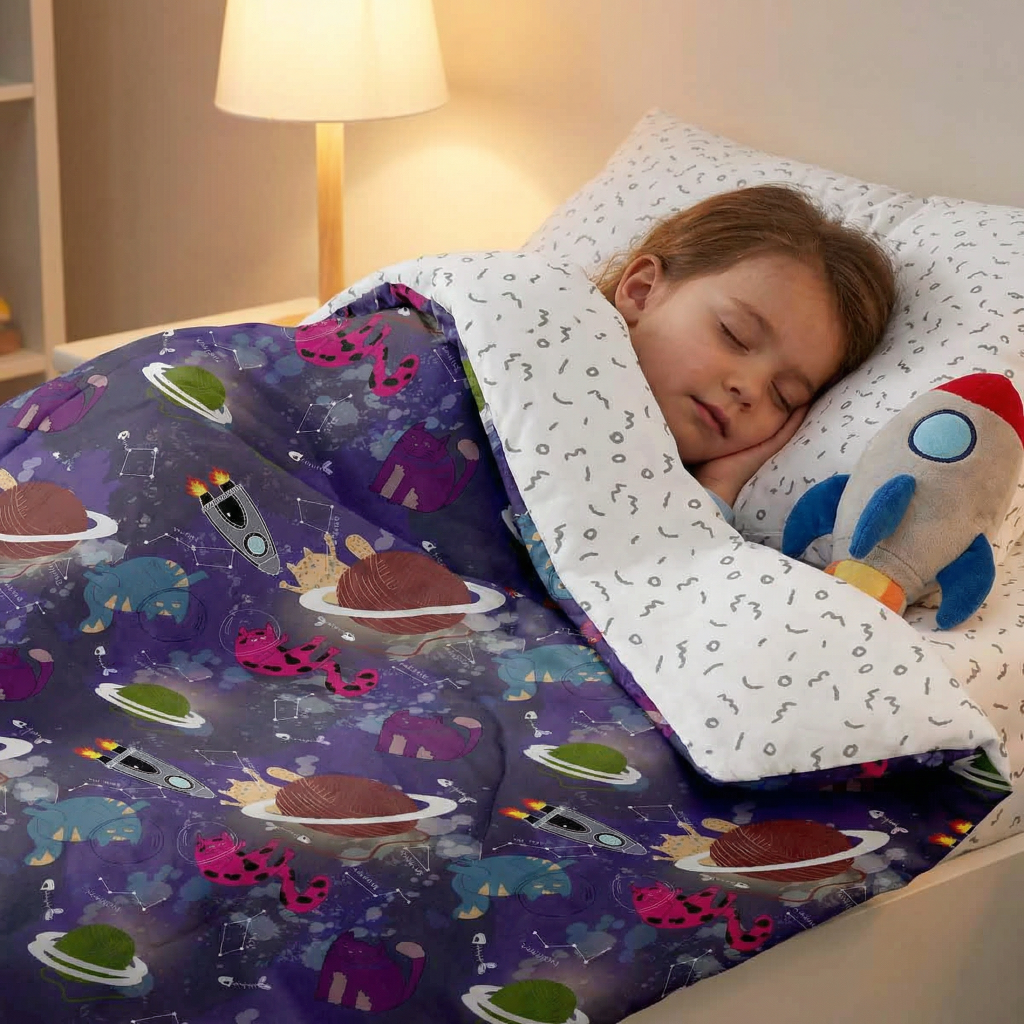 Original Therapiedecke - Weltall Gewichtsdecke mit Baumwollbezug für Kinder