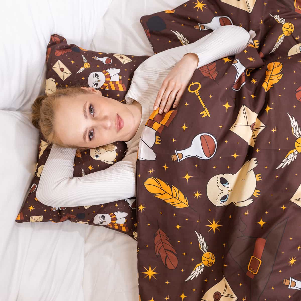 Originele therapiedeken - katoenen hoes bruin Hedwig