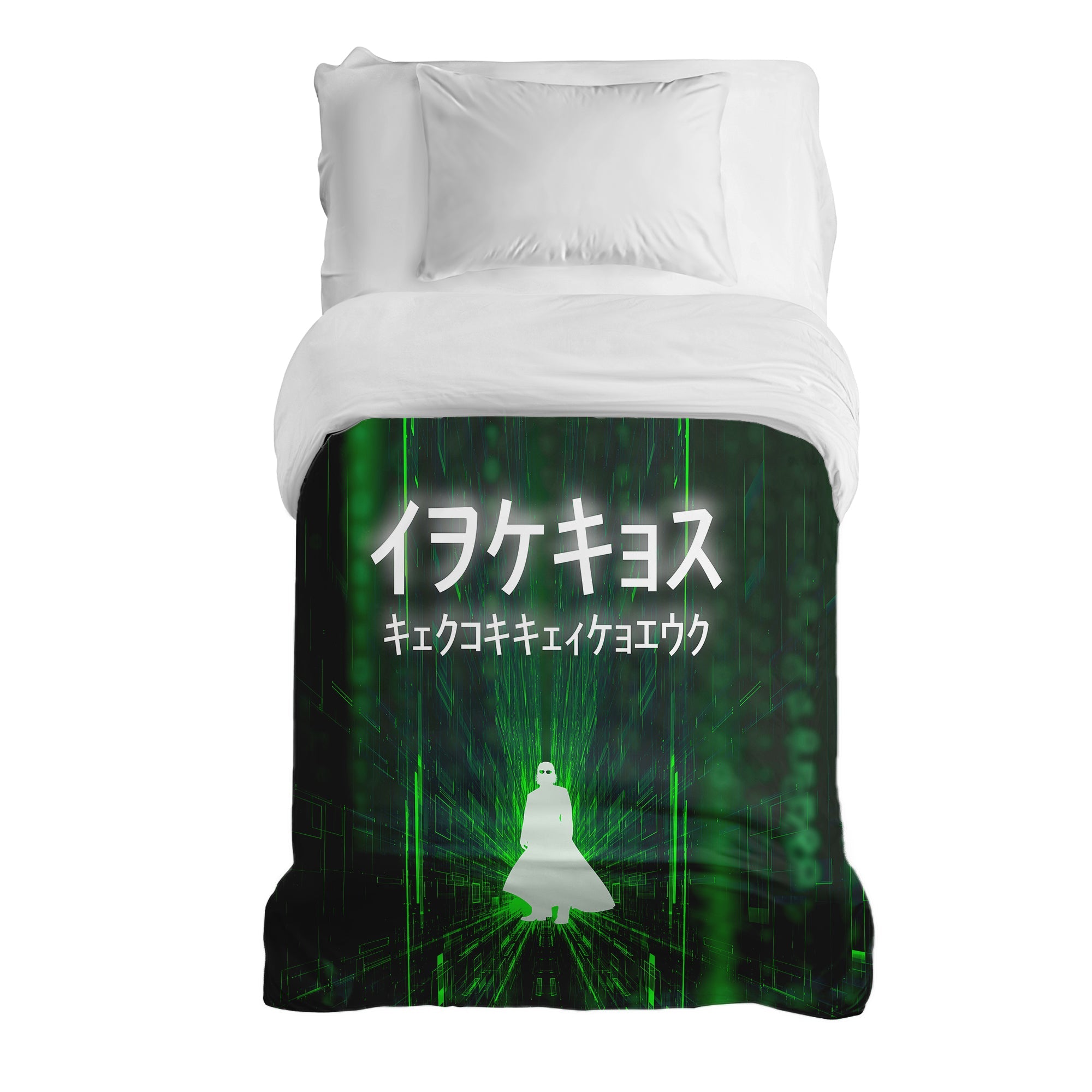 Original Therapiedecke - Baumwollbezug in Grün mit Schriftzeichen