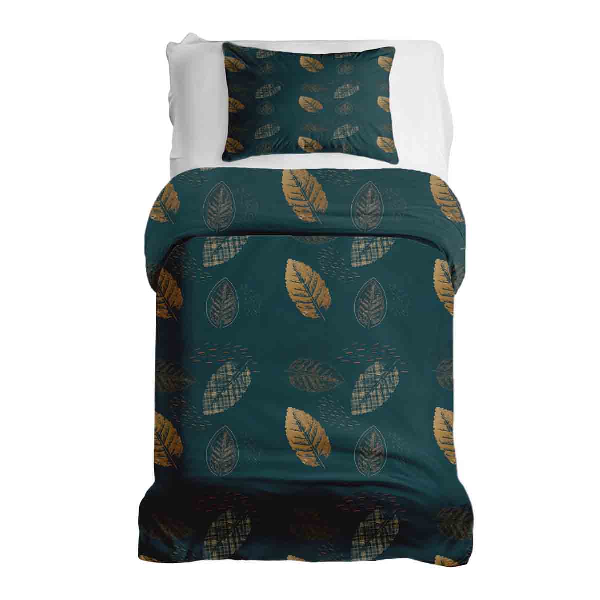 Therapiedekens beddengoed set groen met gouden blad