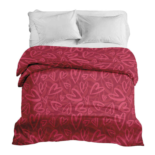 Therapiedekens katoenen hoes rood met roze hartmotief