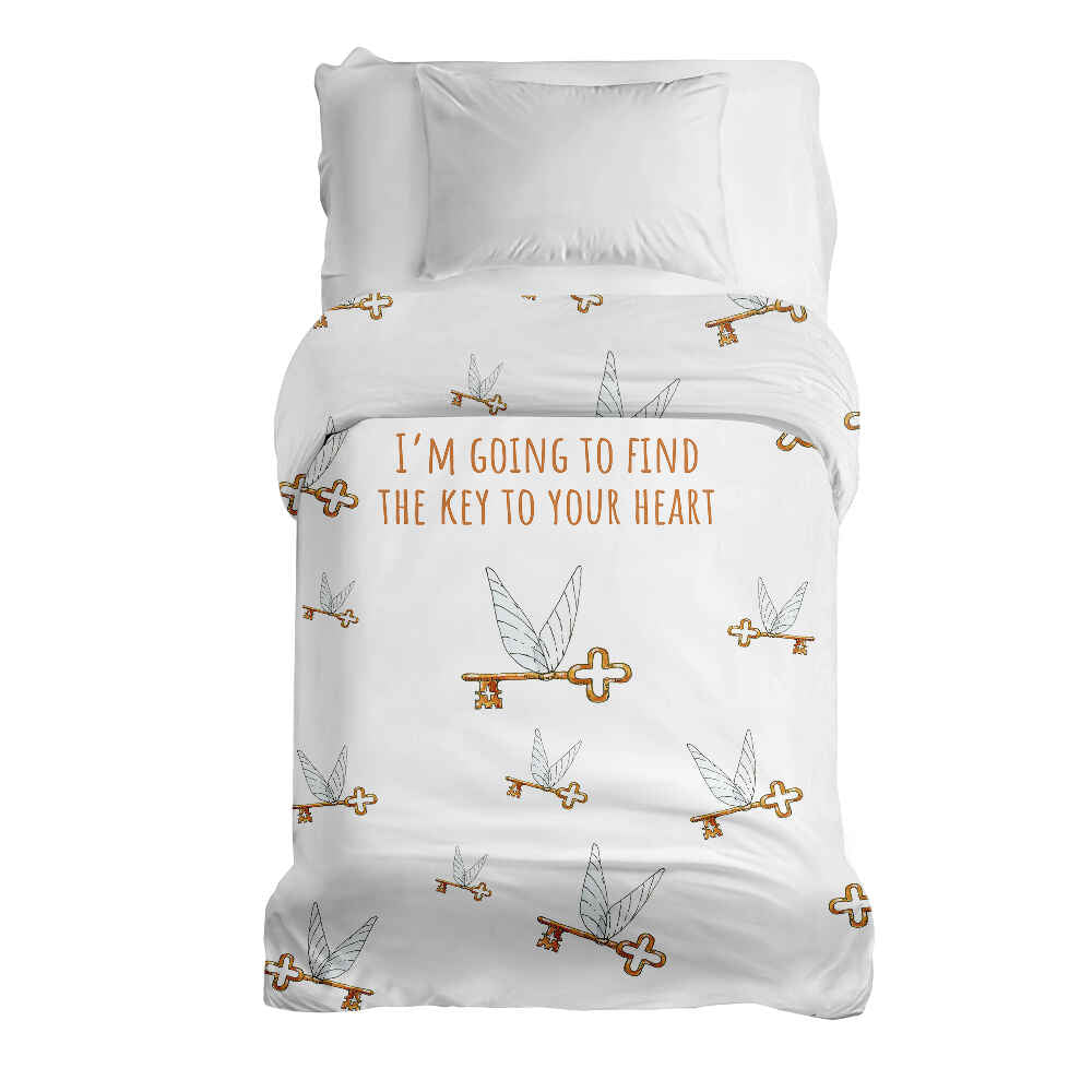 Originele therapiedeken - katoenen hoes wit met vliegende sleutel