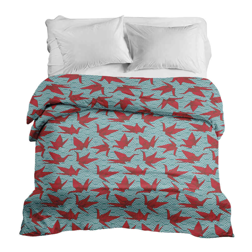 Originele therapiedeken - katoenen hoes rood origami