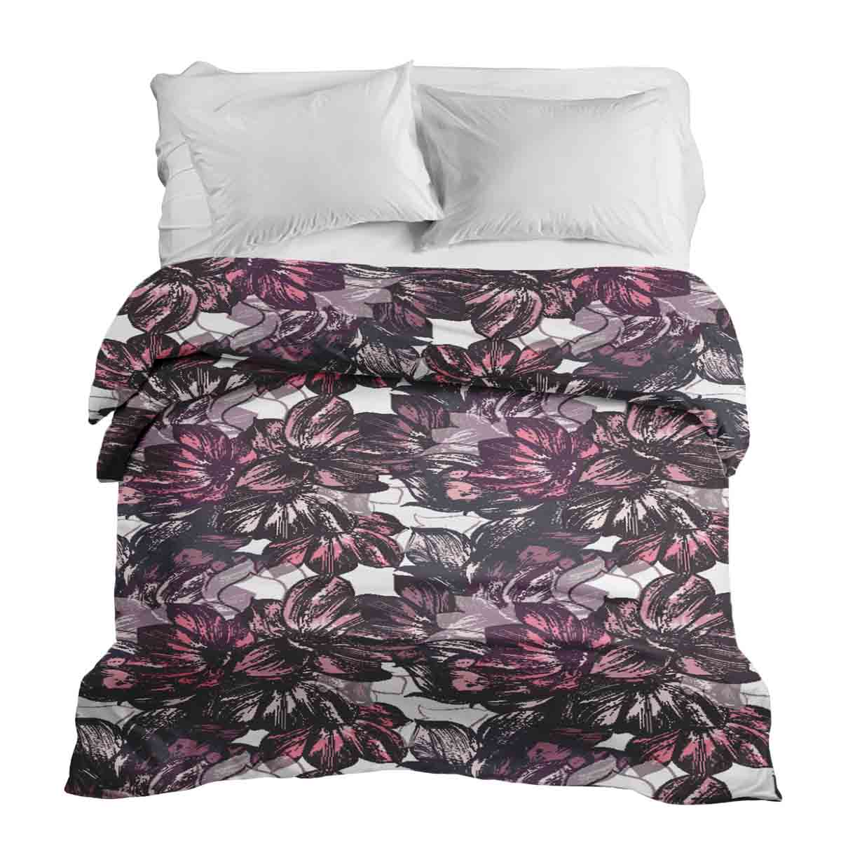 Original Therapiedecke - Baumwollbezug mit lila Blumenmeer