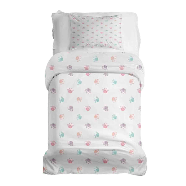 Therapiedekens beddengoed set wit met gekleurde pootafdrukken