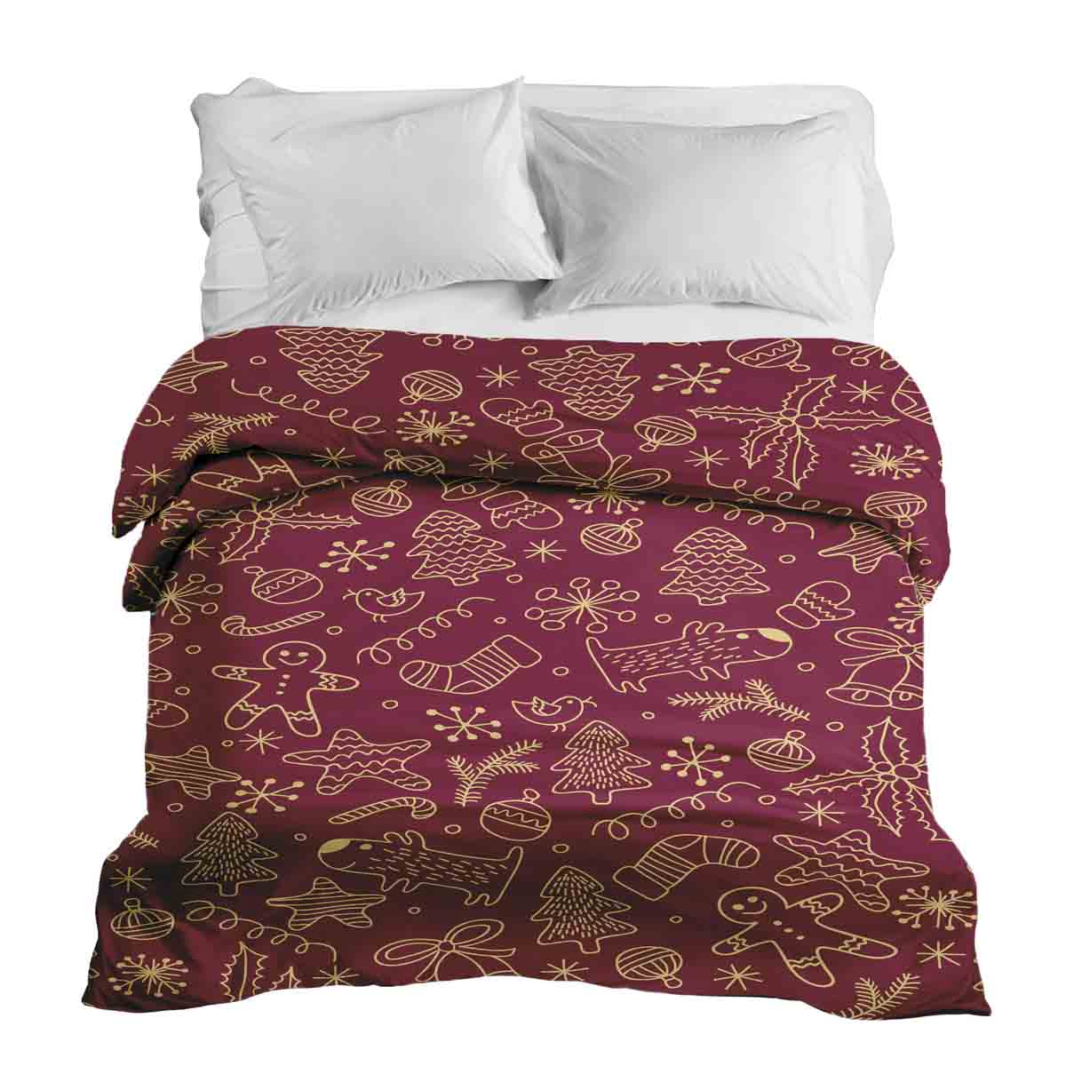 Originele therapiedeken - katoenen hoes rood met leuke kerstmotieven